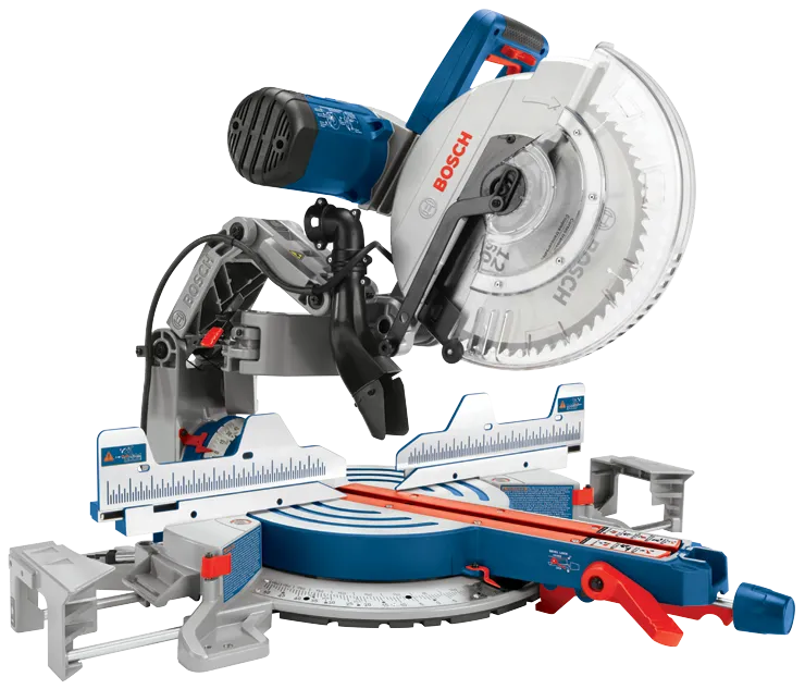 Bosch GCM12SD 12in Glide Miter Saw, with six blades and crown stops